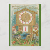  gnomen rond een klok gelukkig nieuwjaar briefkaart (Voorkant)