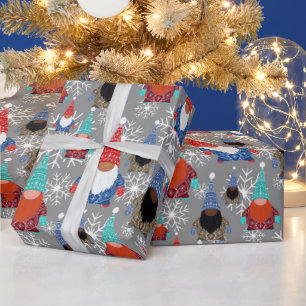 Gnomen Snowflake Illustraties kerstpatroon Cadeaupapier