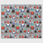 Gnomen Snowflake Illustraties kerstpatroon Cadeaupapier (Vlak)