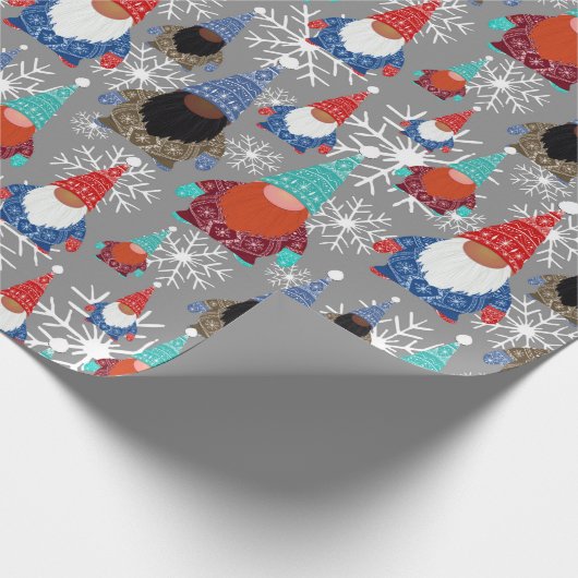 Gnomen Snowflake Illustraties kerstpatroon Cadeaupapier (Hoek)