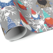 Gnomen Snowflake Illustraties kerstpatroon Cadeaupapier (Rol Hoek)