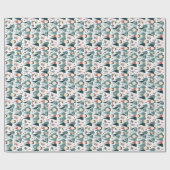 Gnomen, sparren, sneeuwpoppen, konijnen, herten, b cadeaupapier (Vlak)