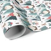 Gnomen, sparren, sneeuwpoppen, konijnen, herten, b cadeaupapier (Rol Hoek)