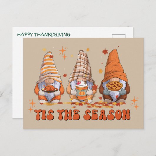 Gnomen Thanksgiving Holiday Card Feestdagenkaart (Voorkant / Achterkant)