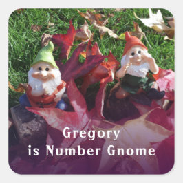 Gnomen van de tuin u het Aantal Gnome toevoegen de Vierkante Sticker