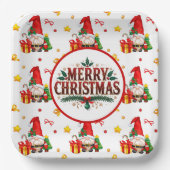 Gnomen voor de Feestdagen Papieren Bordje (Voorkant)