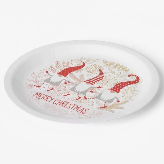 Gnomen Vrolijk kerstfeest Papieren Bordje (Gekanteld)