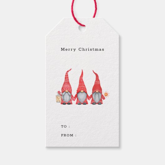 Gnomen vrolijk van Kerstmis naar gewoonte Cadeaulabel (Voorkant)