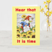 GNOMEN ZEGGEN TIJD OM TE ZEGGEN **GELUKKIGE VERJAA KAART (Gele Bloem)