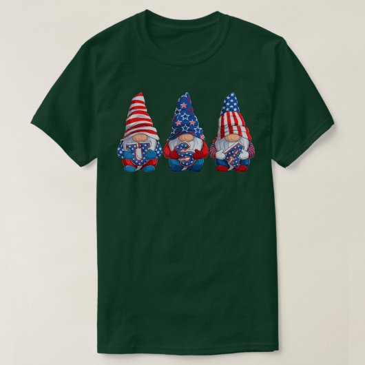 Gnomes 4 juli grappig Amerikaans patriottisch VS T-shirt (Design voorkant)