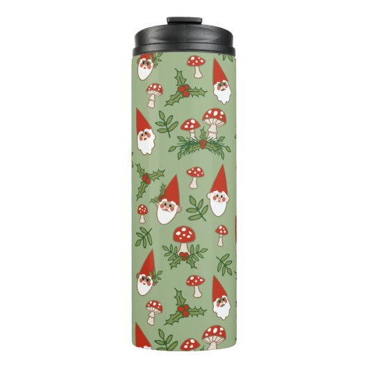 Gnomes and Mushrooms on Celadon Thermal Tumbler Thermosbeker (Voorkant)