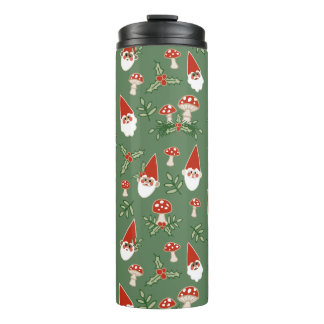Gnomes and Mushrooms on Fern Thermal Tumbler Thermosbeker