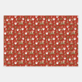 Gnomes and Mushrooms Red and Natural Holiday Inpakpapier Vel (Voorkant)