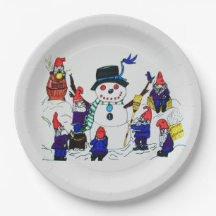 GNOMES BOUILD SNOWMAN PAPIEREN BORDJE