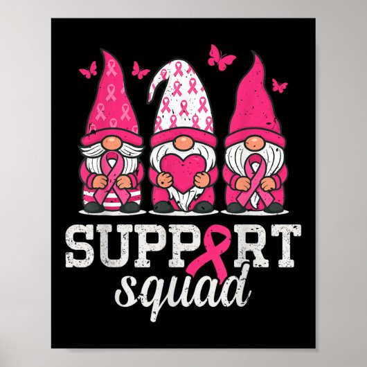 Gnomes Breast Cancer Awareness Support Squad Vrouw Poster (Voorkant)