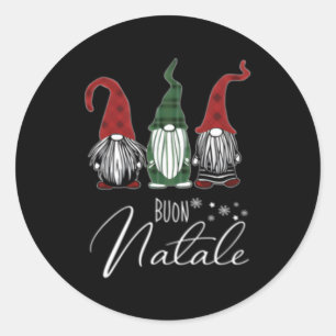 Gnomes Buon Natale Italiaanse Merry Ronde Sticker