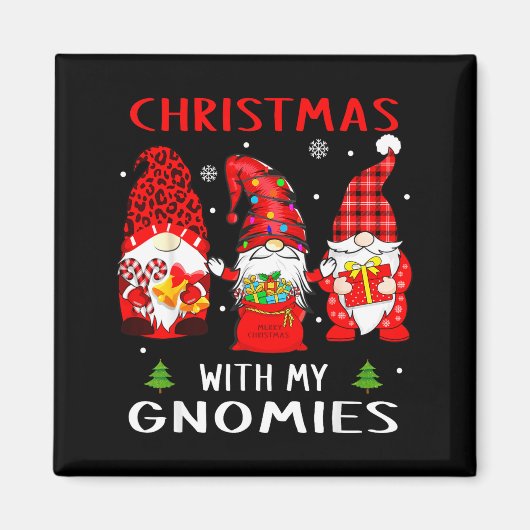 Gnomes Christmas Family Leopard Funny Plaid Men Wo Magneet (Voorkant)