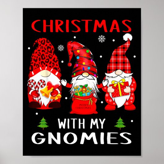 Gnomes Christmas Family Leopard Funny Plaid Men Wo Poster (Voorkant)