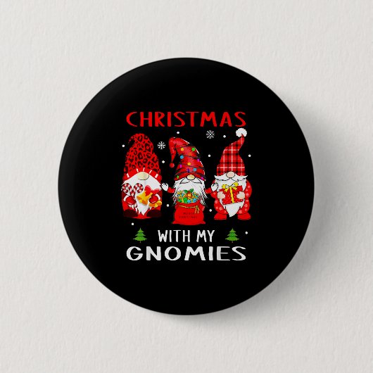 Gnomes Christmas Family Leopard Funny Plaid Men Wo Ronde Button 5,7 Cm (Voorkant)