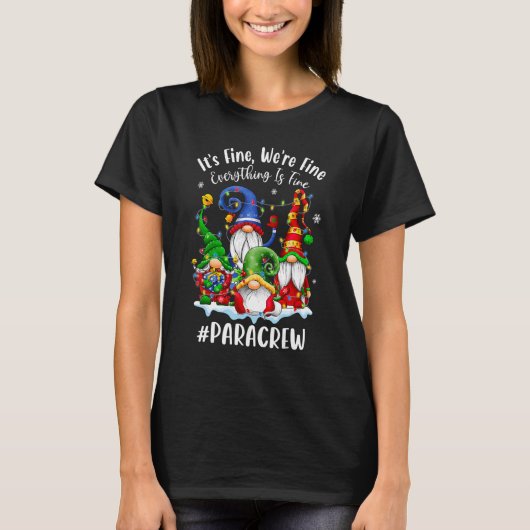 Gnomes Christmas Light I'm Fine Everything Is Fine T-shirt (Voorkant)