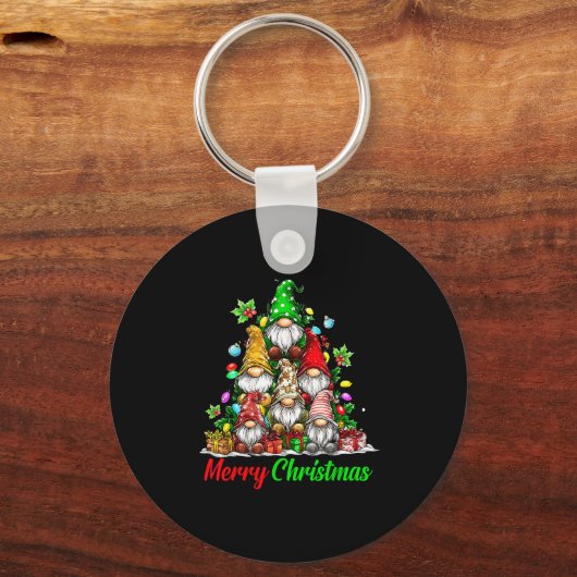 Gnomes Christmas Tree Pajamas Funny Gnome Holiday Sleutelhanger (Voorkant)