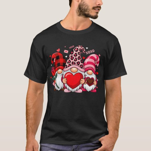Gnomes Crew Valentines Day Buffalo Leopard Heart  T-shirt (Voorkant)