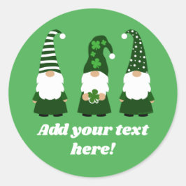 Gnomes Cute Personalized St Patricks Day Gnomen Ronde Sticker