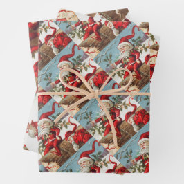 Gnomes dragging a cut tree trunk through the snow inpakpapier vel