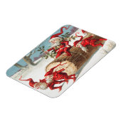 Gnomes dragging a cut tree trunk through the snow magneet (Linkerzijde)