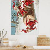 Gnomes dragging a cut tree trunk through the snow poster (Keuken)