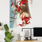 Gnomes dragging a cut tree trunk through the snow poster (Thuiskantoor)