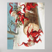 Gnomes dragging a cut tree trunk through the snow poster (Voorkant)