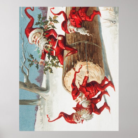 Gnomes dragging a cut tree trunk through the snow poster (Voorkant)