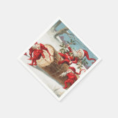 Gnomes dragging a cut tree trunk through the snow servet (Hoek)