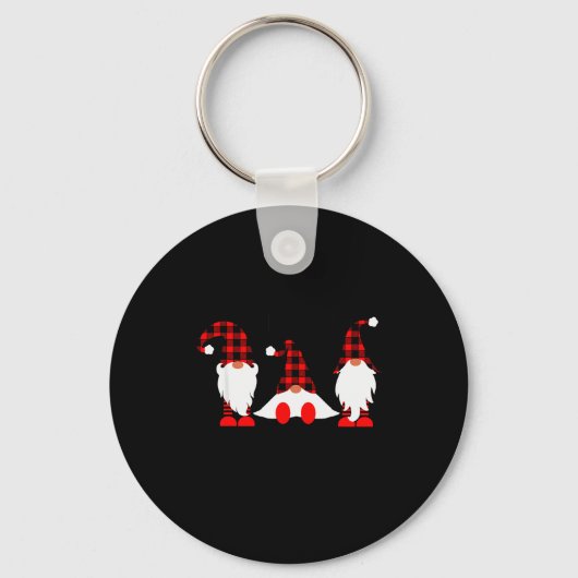 Gnomes For The Holidays Buffalo Plaid Gnome Christ Sleutelhanger (Voorkant)
