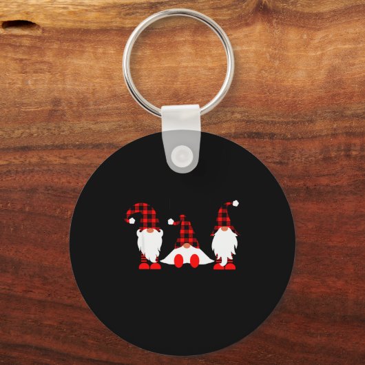 Gnomes For The Holidays Buffalo Plaid Gnome Christ Sleutelhanger (Voorkant)