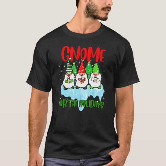 Gnomes For Xmas Holidays Three Gnomes With Presen T-shirt (Voorkant)
