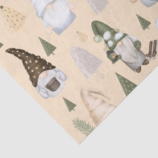 Gnomes Forest Beige Tissuepapier (Detail)
