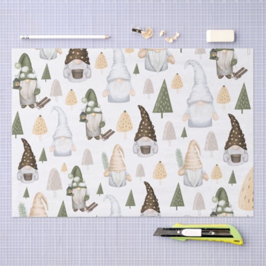Gnomes Forest White Tissuepapier (Craft)