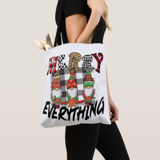 Gnomes Funny Merry Alles Black White Pset Tote Bag (Dichtbij)