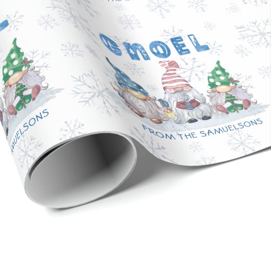 Gnomes GNOEL Kerstwinter gepersonaliseerd Cadeaupapier (Rol Hoek)