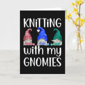 Gnomes Gnome Knitting met mijn gnomen Kaart (Gele Bloem)