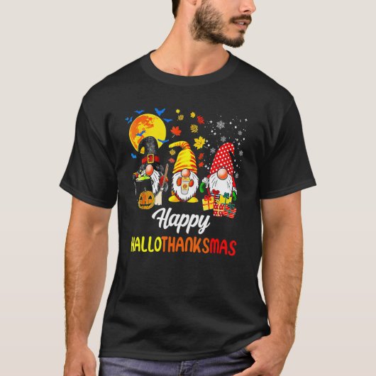 Gnomes Halloween Merry Christmas Happy Hallothank T-shirt (Voorkant)