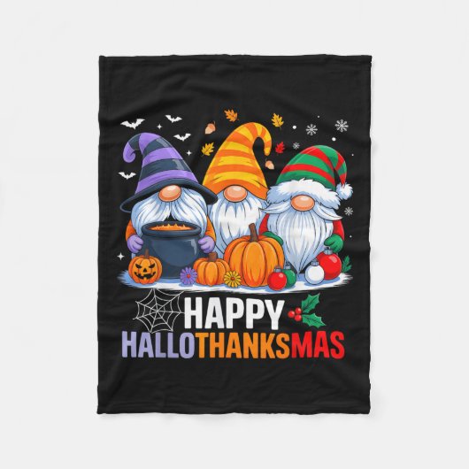 Gnomes Halloween Thanksgiving Christmas Happy Hall Fleece Deken (Voorkant)