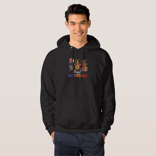 Gnomes Halloween Thanksgiving Christmas Happy Hall Hoodie (Voorkant volledig)
