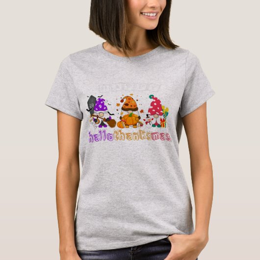 Gnomes Halloween Thanksgiving Christmas Happy T-shirt (Voorkant)