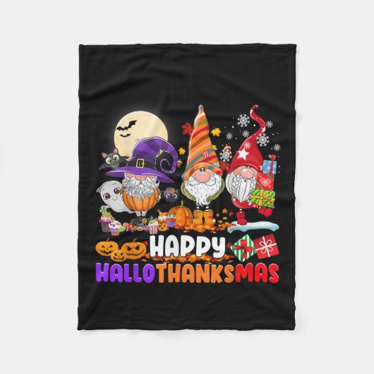 Gnomes Halloween Thanksgiving Happy Hall Fleece Deken (Voorkant)