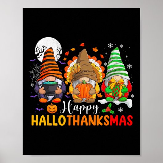 Gnomes Halloween Thanksgiving Happy Hall Poster (Voorkant)