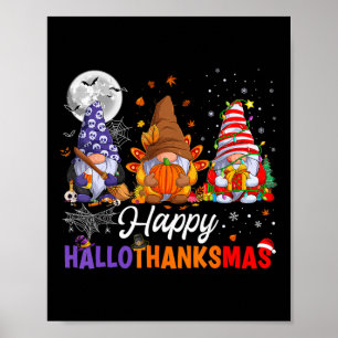 Gnomes Halloween Thanksgiving Happy Hall Poster