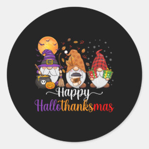 Gnomes Halloween Thanksgiving Happy Hall Ronde Sticker